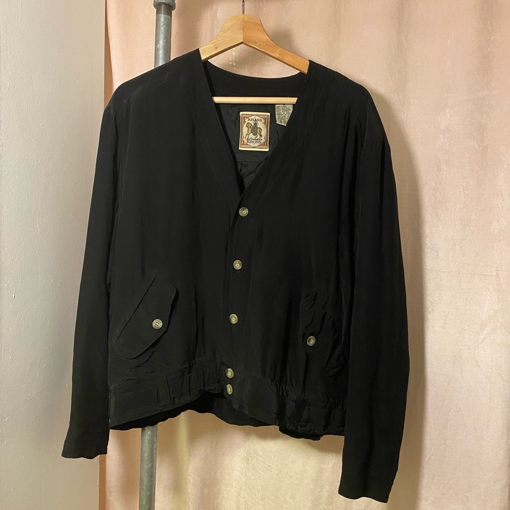 Vintage 80s 90s silk bomber style cardigan